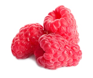 Delicious ripe sweet raspberries isolated on white