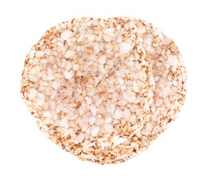 Photo of Crunchy buckwheat cakes on white background, top view