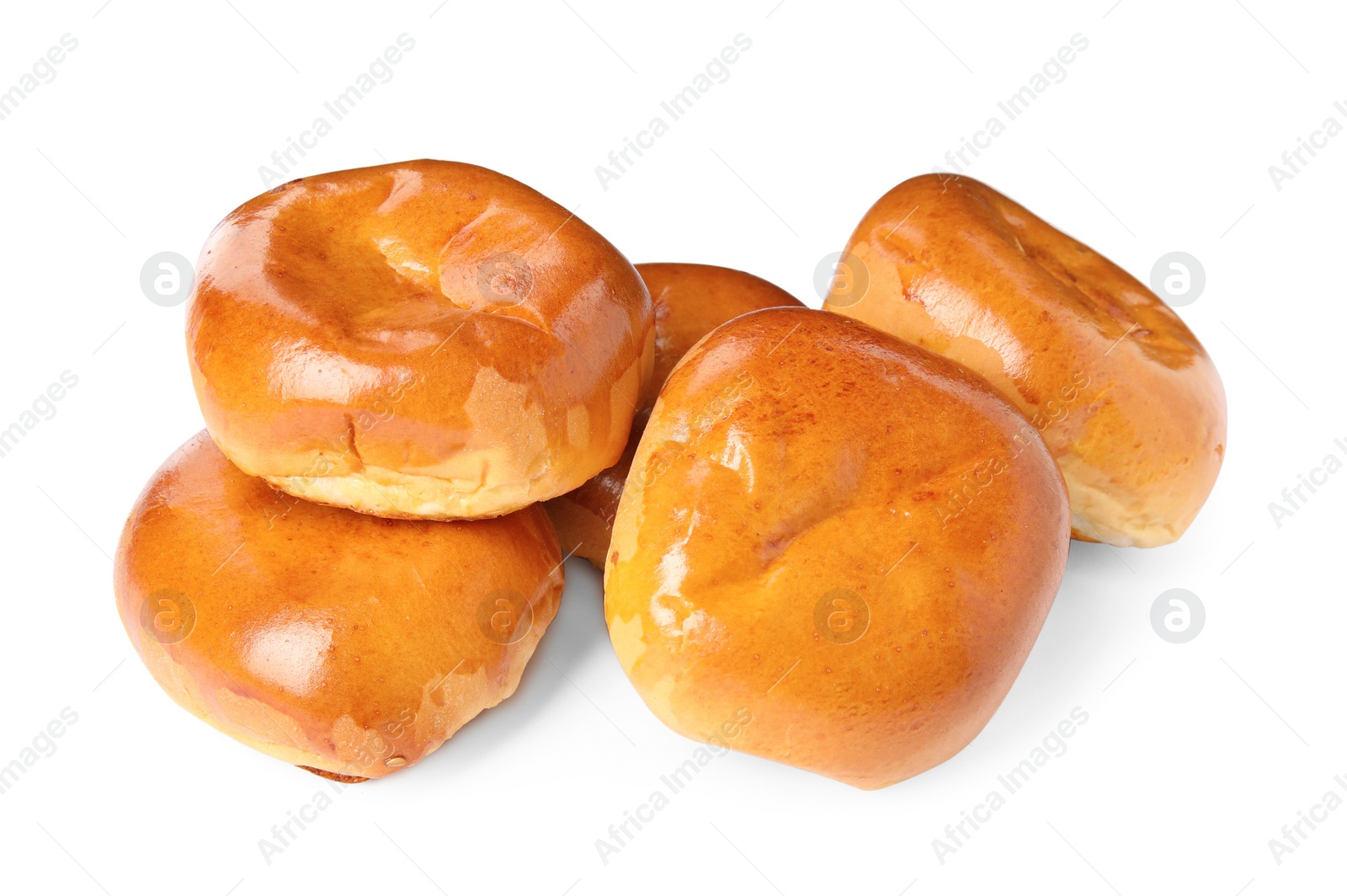 Photo of Baked pirozhki on white background. Delicious pastry