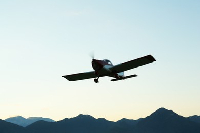 Beautiful view of ultralight airplane in blue sky