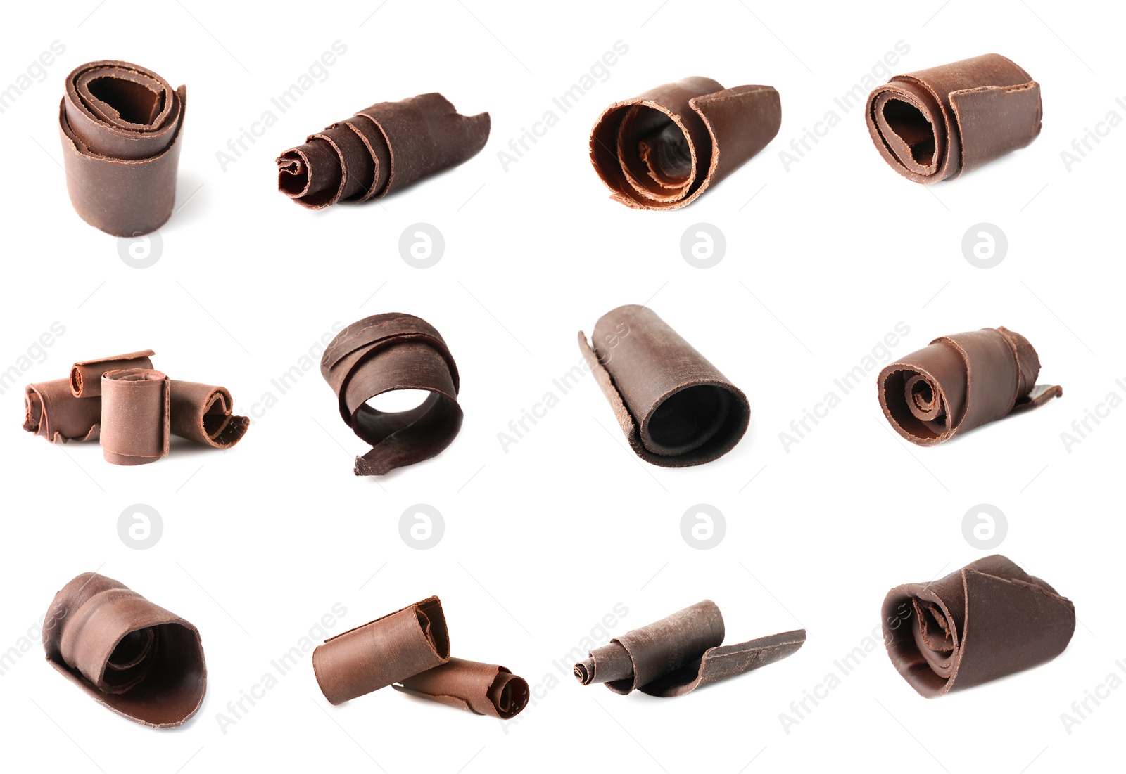 Image of Set with chocolate shavings on white background