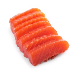 Photo of Tasty sashimi (slices of raw salmon) isolated on white