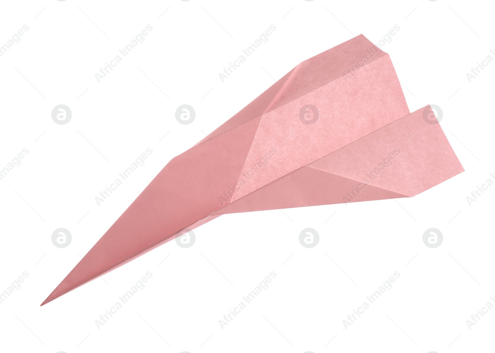 Photo of Handmade light pink paper plane isolated on white