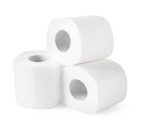 Photo of Soft toilet paper rolls isolated on white