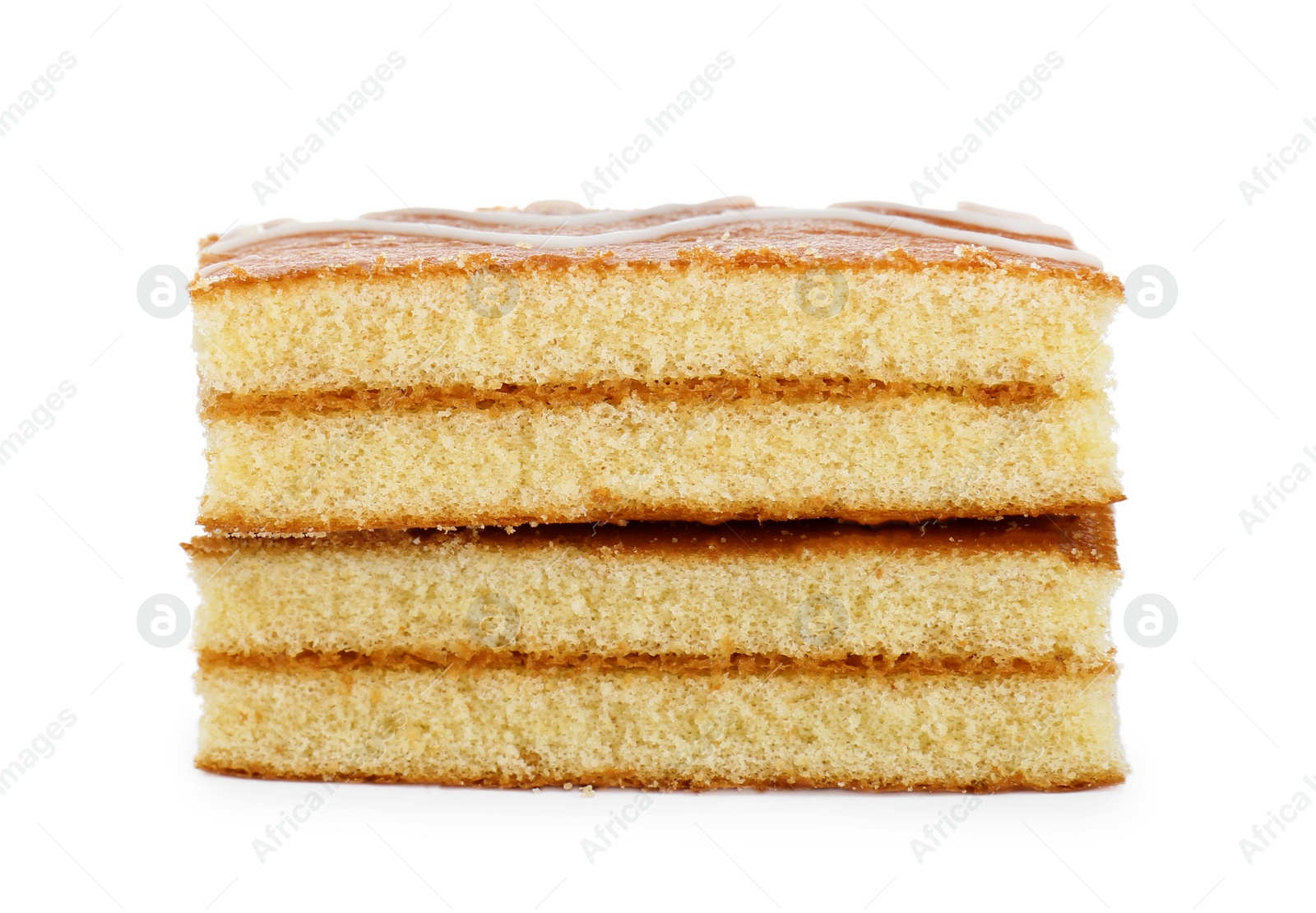 Photo of Delicious homemade sponge cakes isolated on white