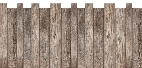 Fence made of wooden planks isolated on white