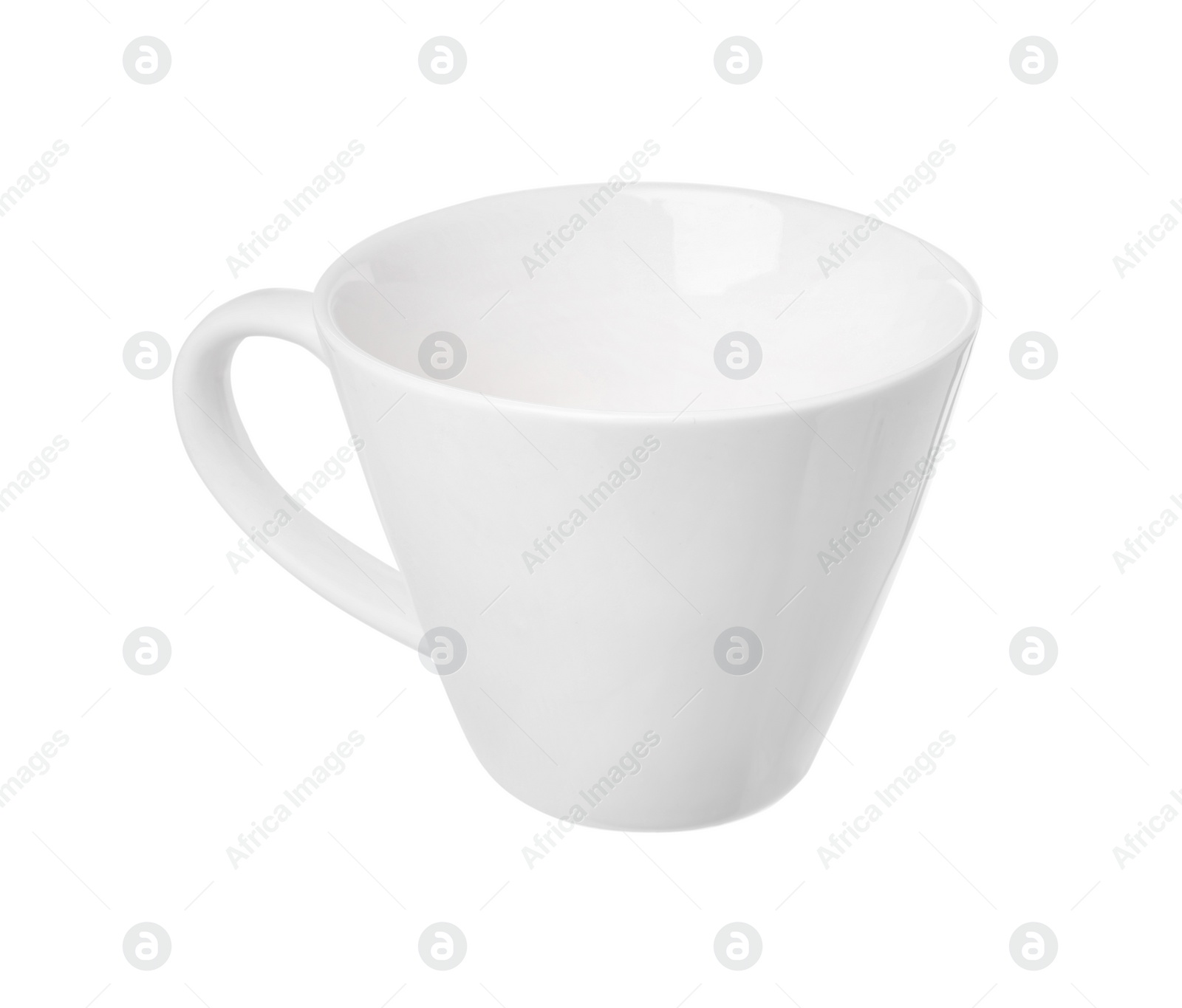 Photo of Ceramic cup isolated on white. Cooking utensil