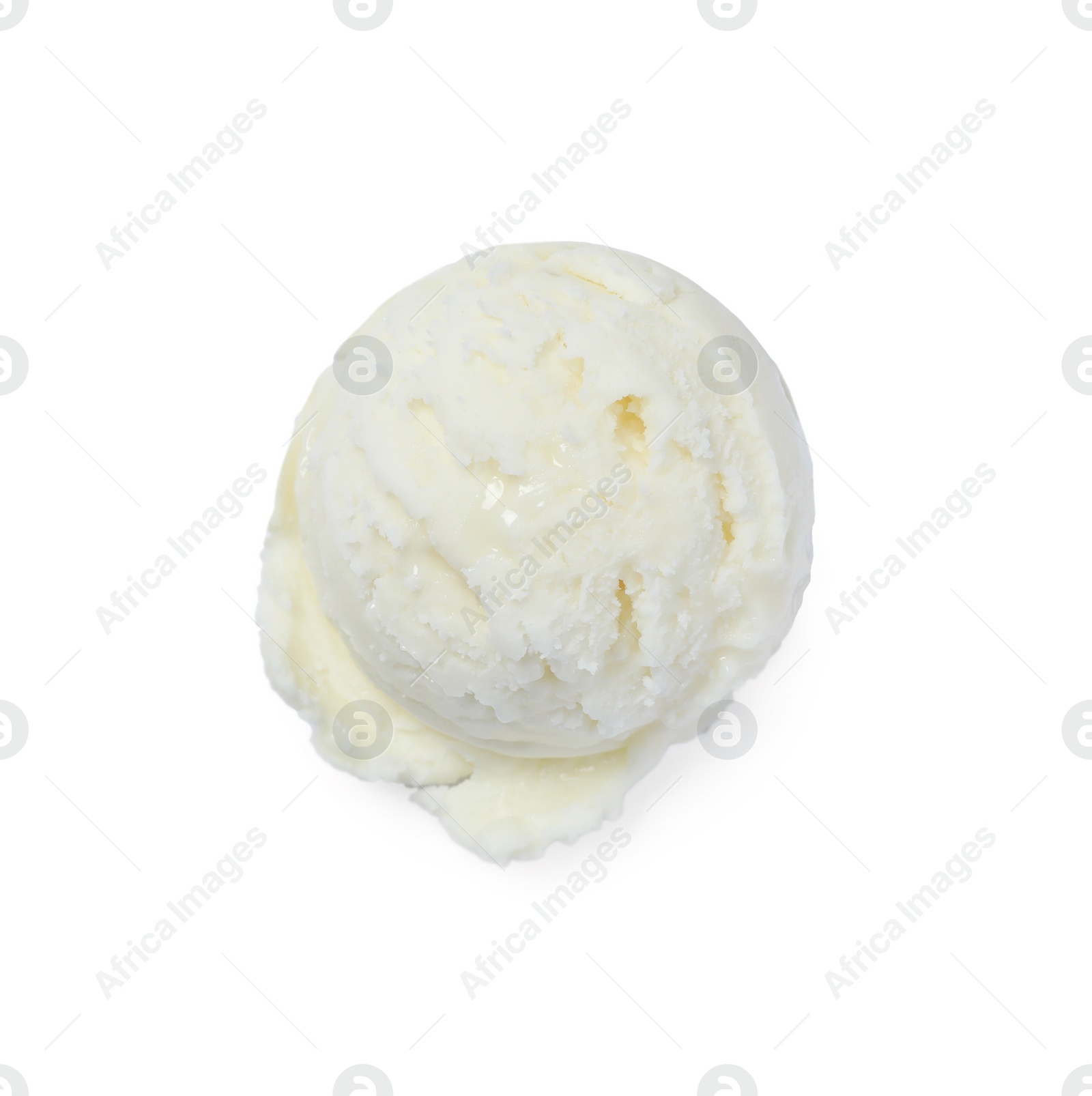 Photo of Scoop of tasty ice cream isolated on white, top view