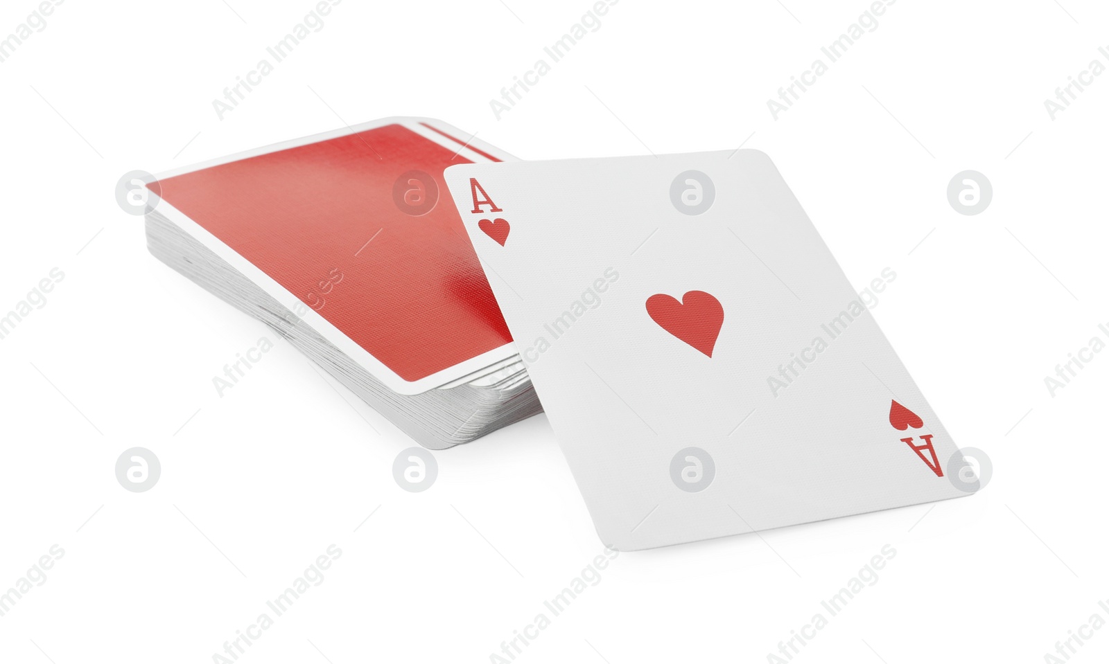 Photo of Deck of playing cards on white background