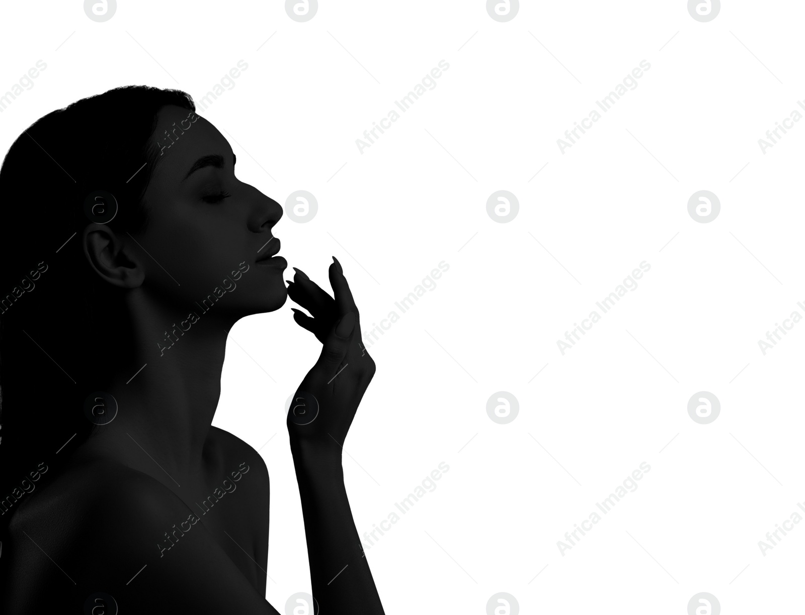 Image of Silhouette of one woman isolated on white