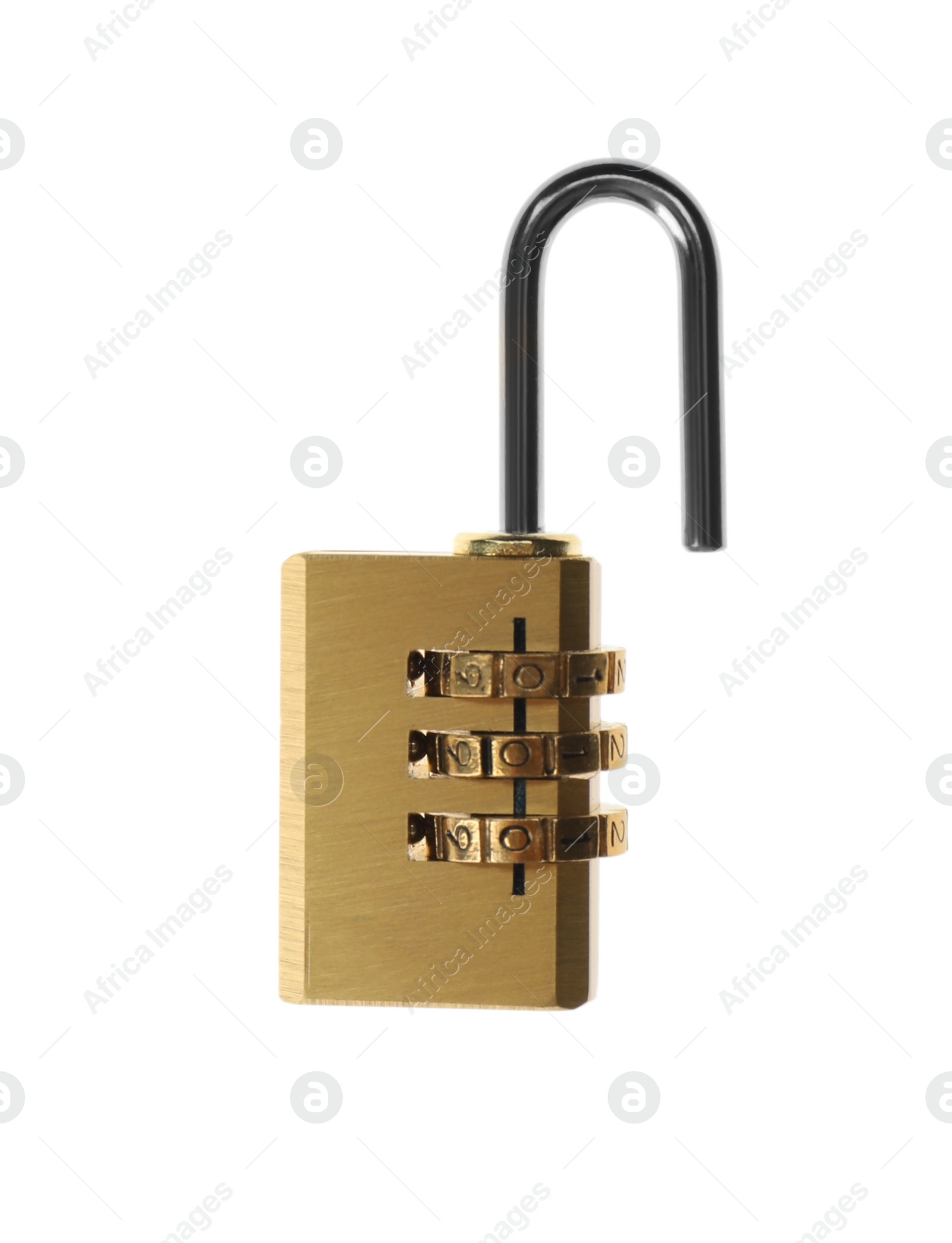 Photo of Modern combination lock isolated on white. Safety and protection