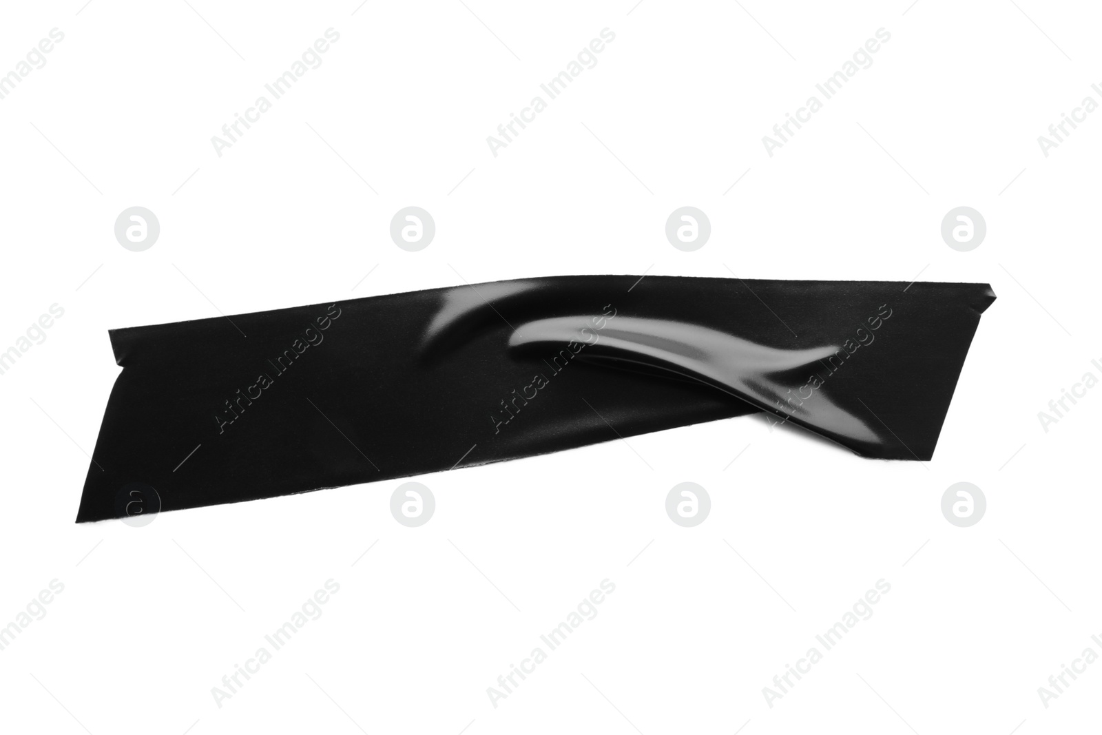 Photo of Piece of black insulating tape isolated on white, top view