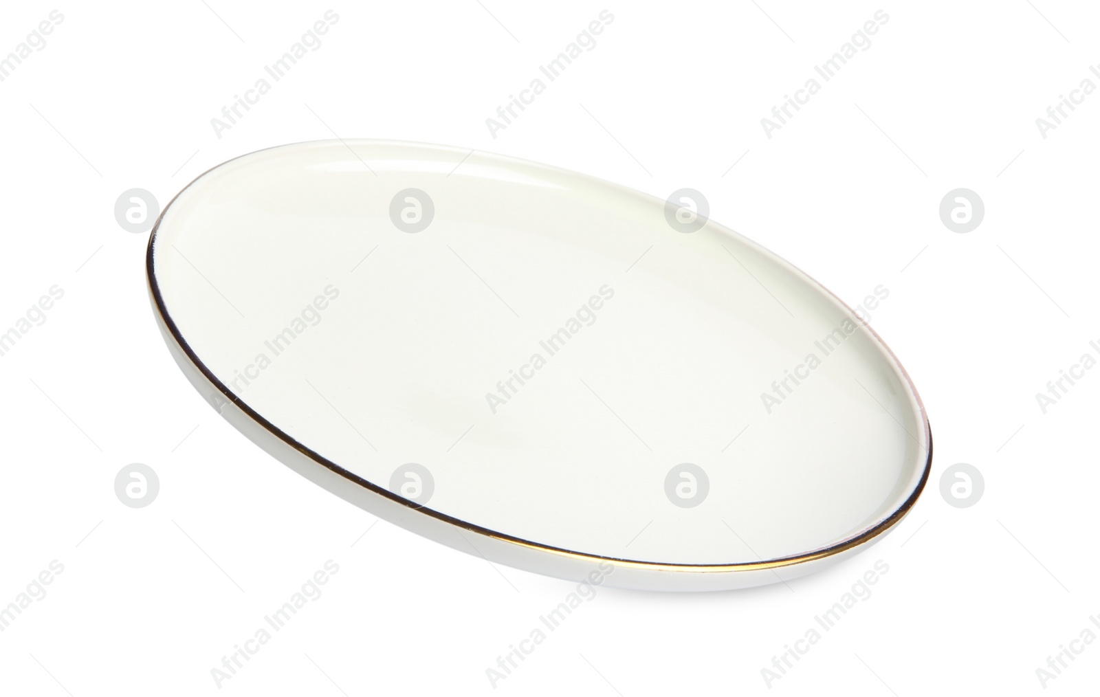 Photo of One beautiful ceramic plate isolated on white