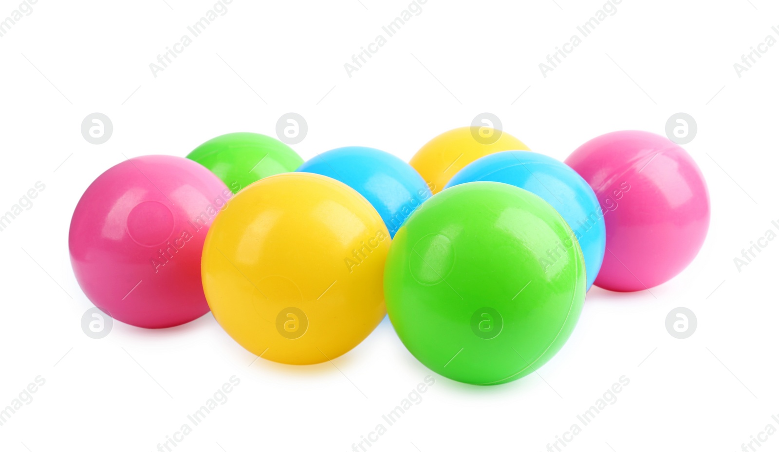 Photo of Many colorful balls isolated on white. Children's toys