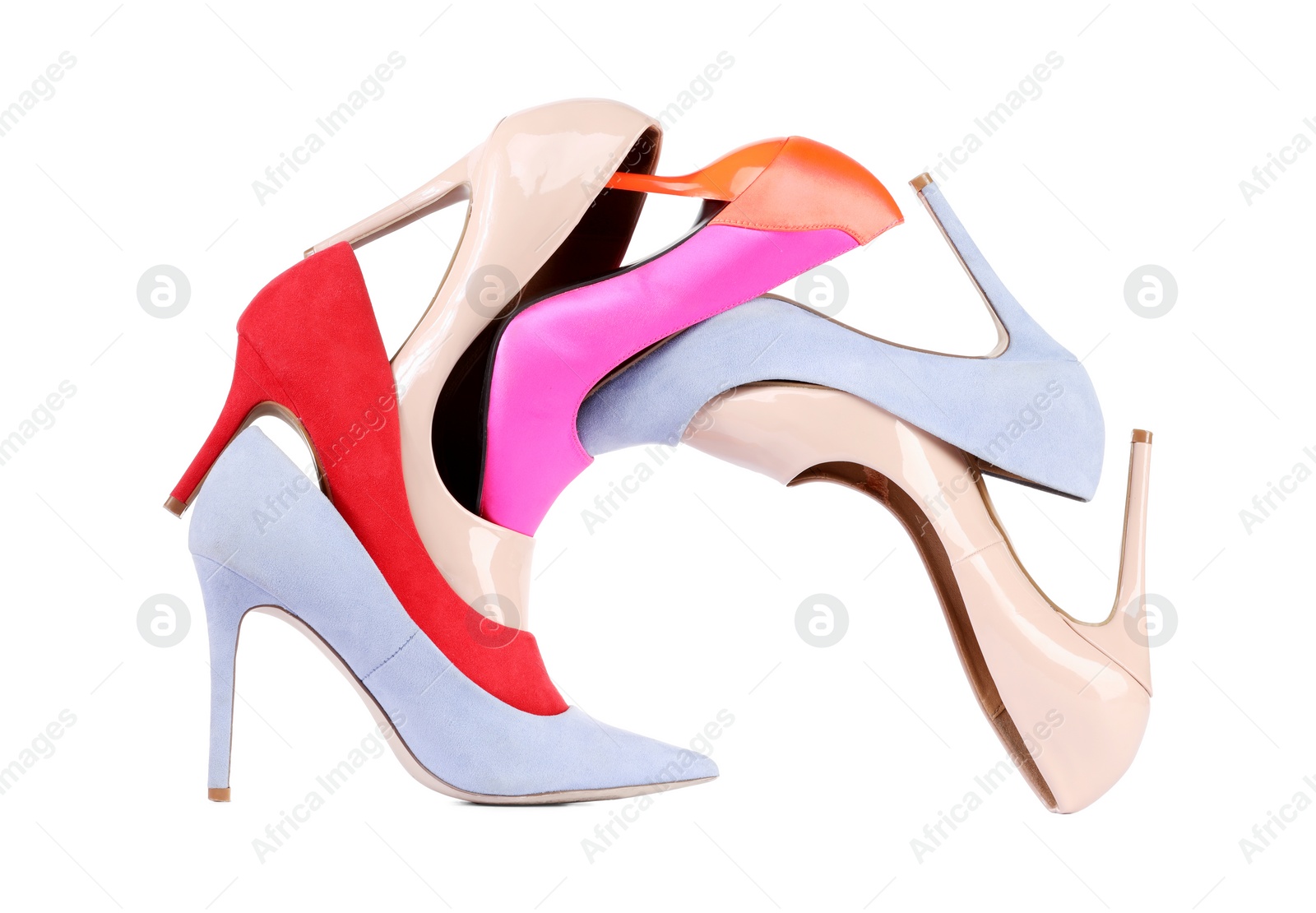 Photo of Many different high heels isolated on white