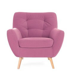 One comfortable pink armchair isolated on white