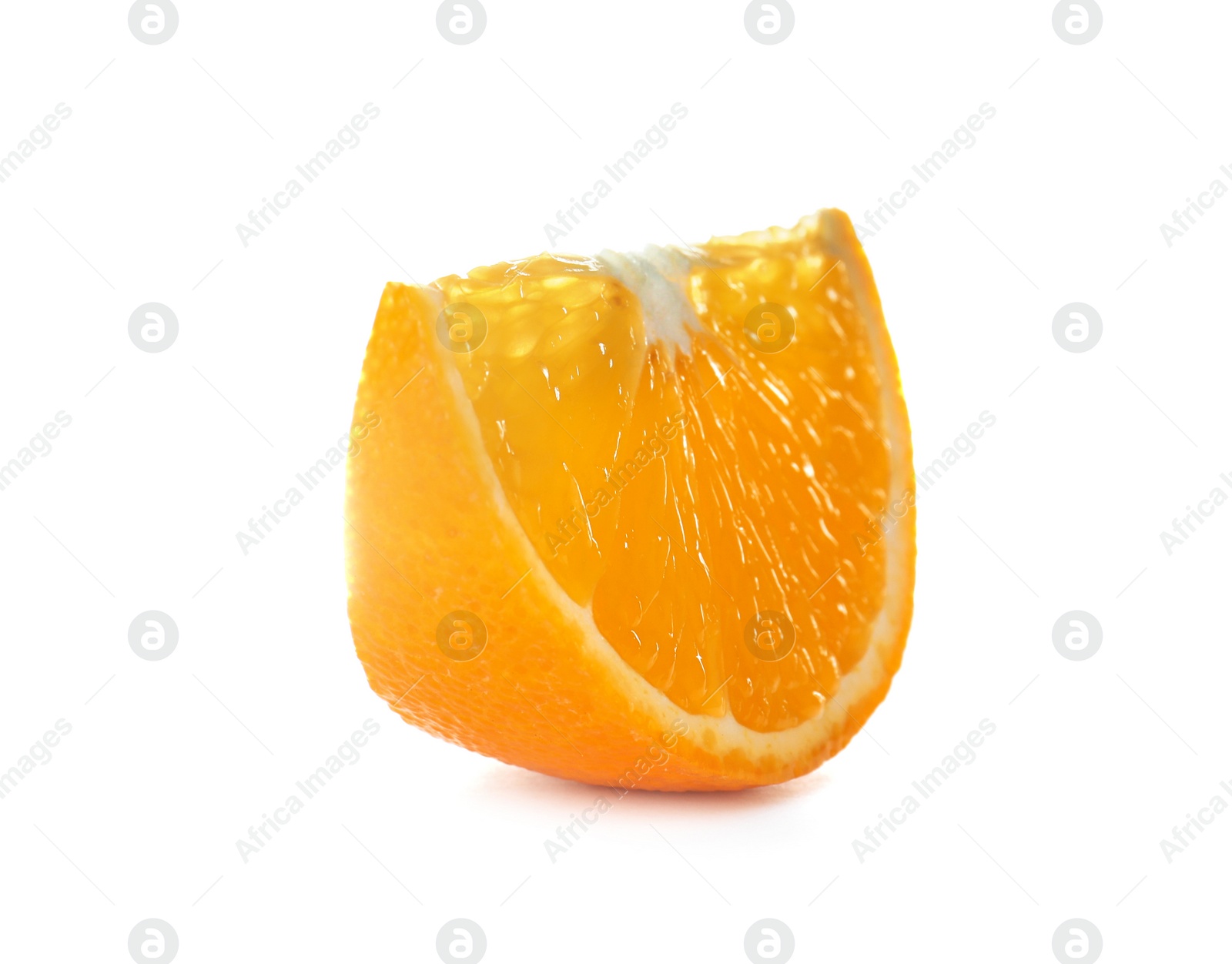 Photo of Slice of ripe orange isolated on white