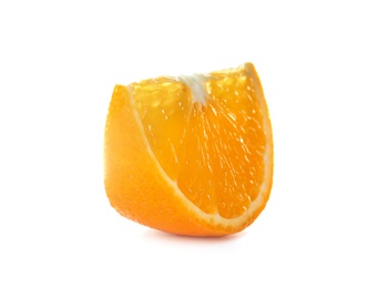 Slice of ripe orange isolated on white