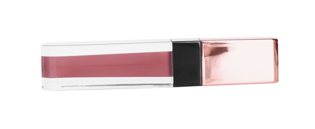 Photo of One lip gloss isolated on white. Cosmetic product