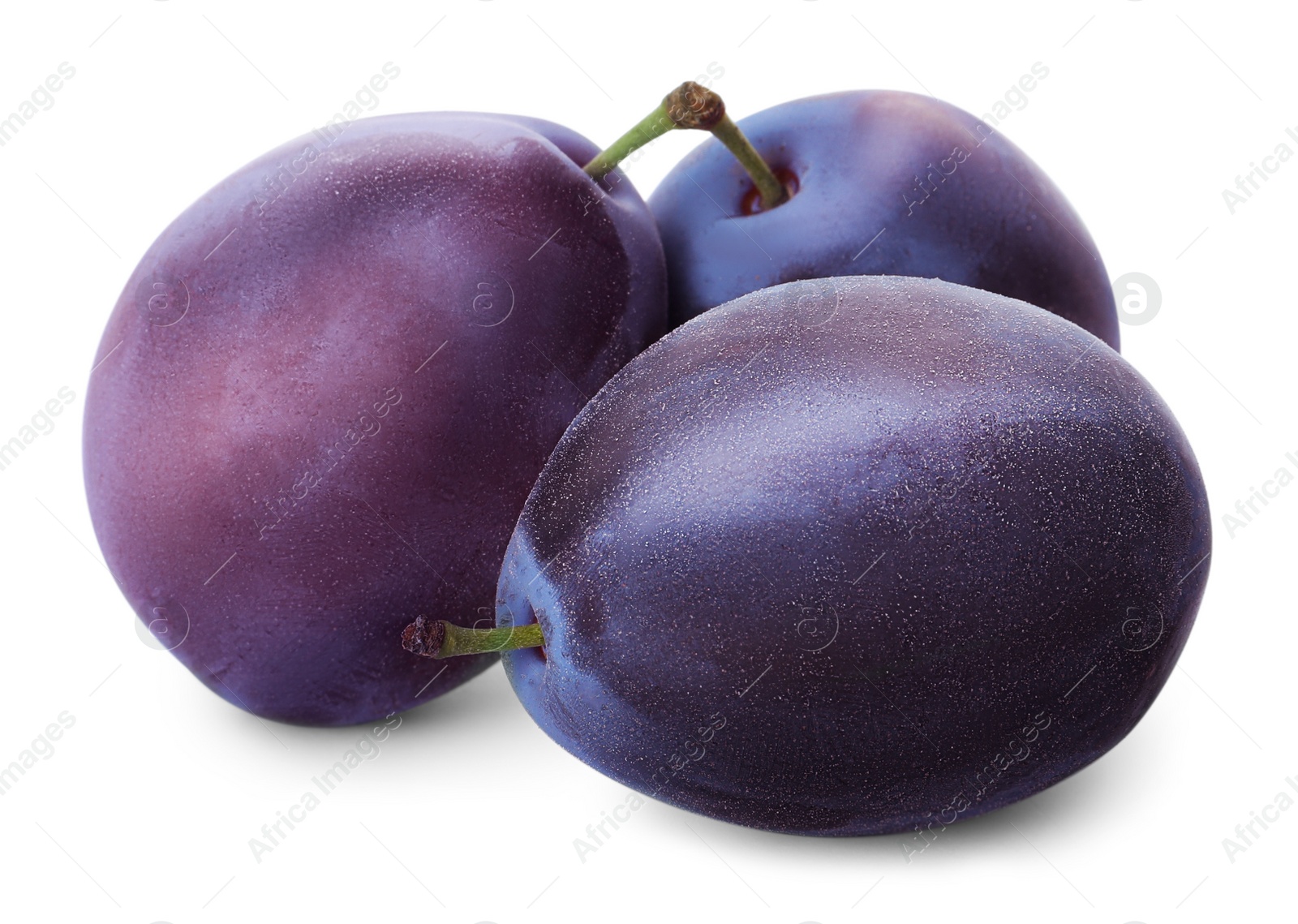 Photo of Delicious fresh ripe plums on white background