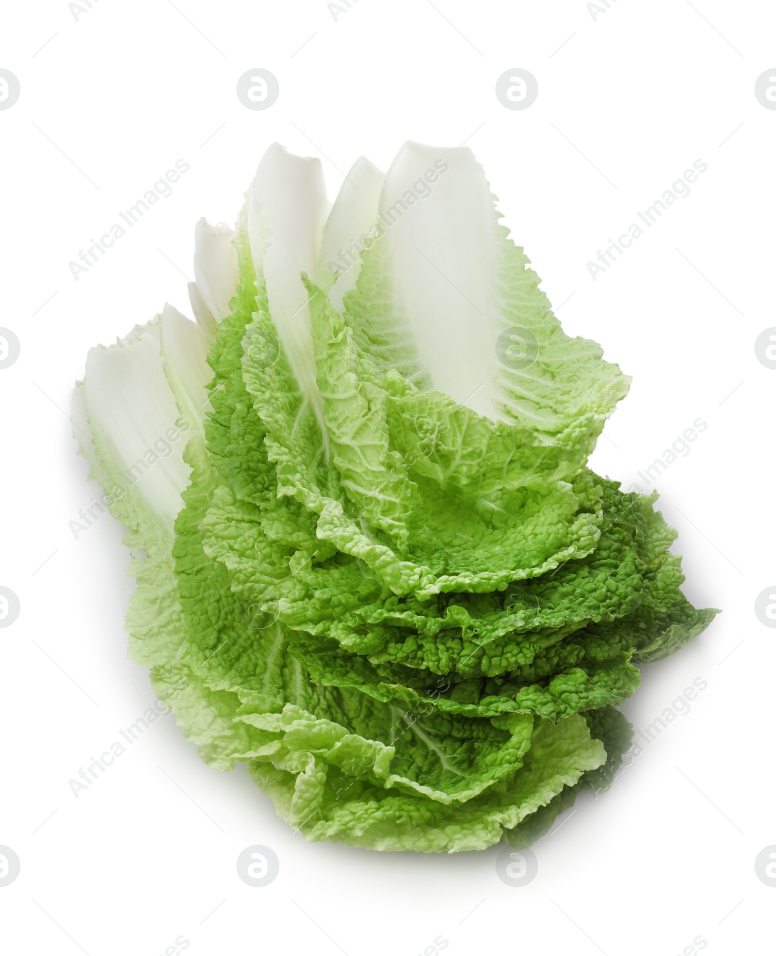 Photo of Leaves of Chinese cabbage on white background