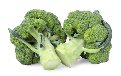 Photo of Fresh raw green broccoli isolated on white