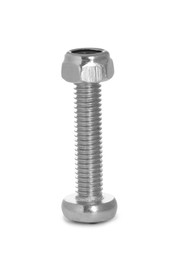 Photo of Metal bolt with nut isolated on white