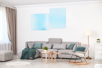 Photo of Modern living room interior with comfortable sofa