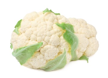 Photo of Whole fresh raw cauliflowers on white background