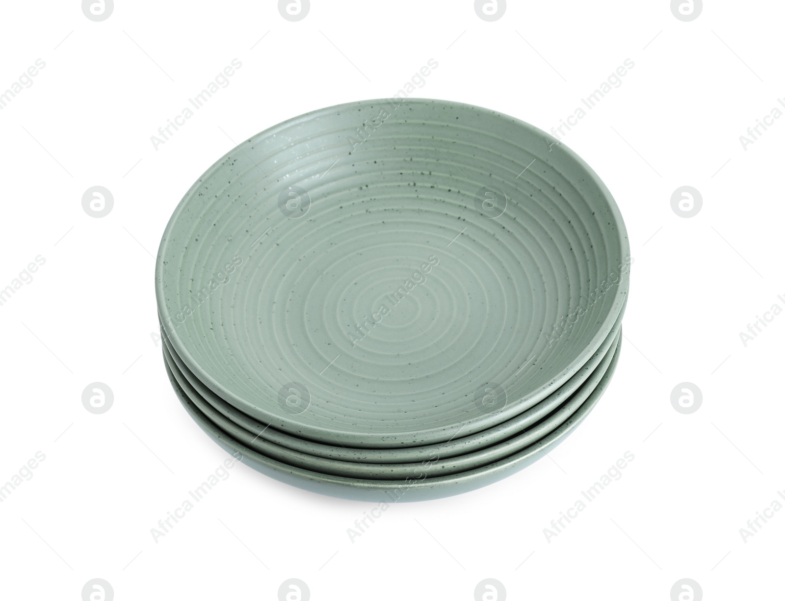 Photo of Beautiful green ceramic bowls isolated on white