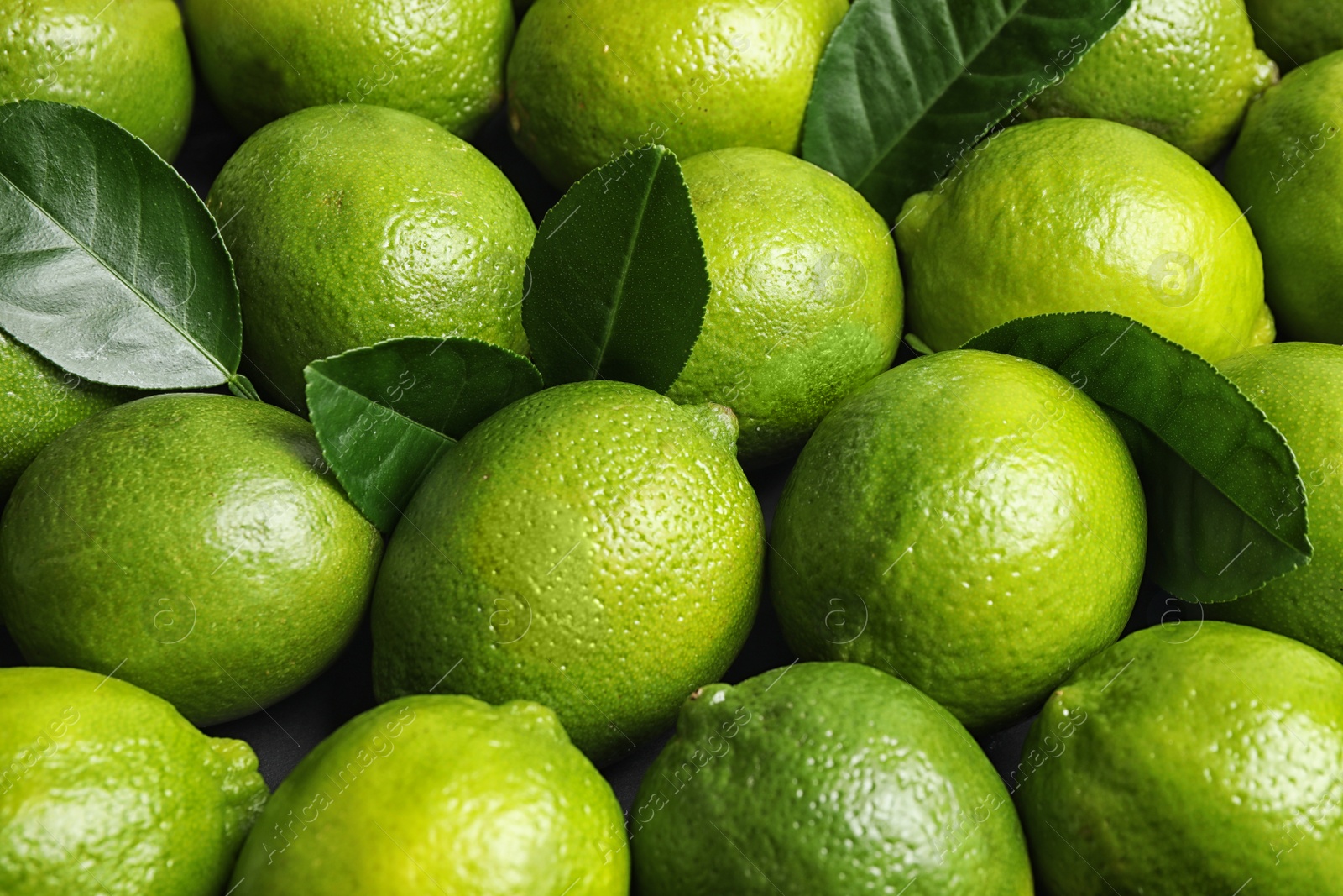 Photo of Fresh ripe juicy limes as background, closeup