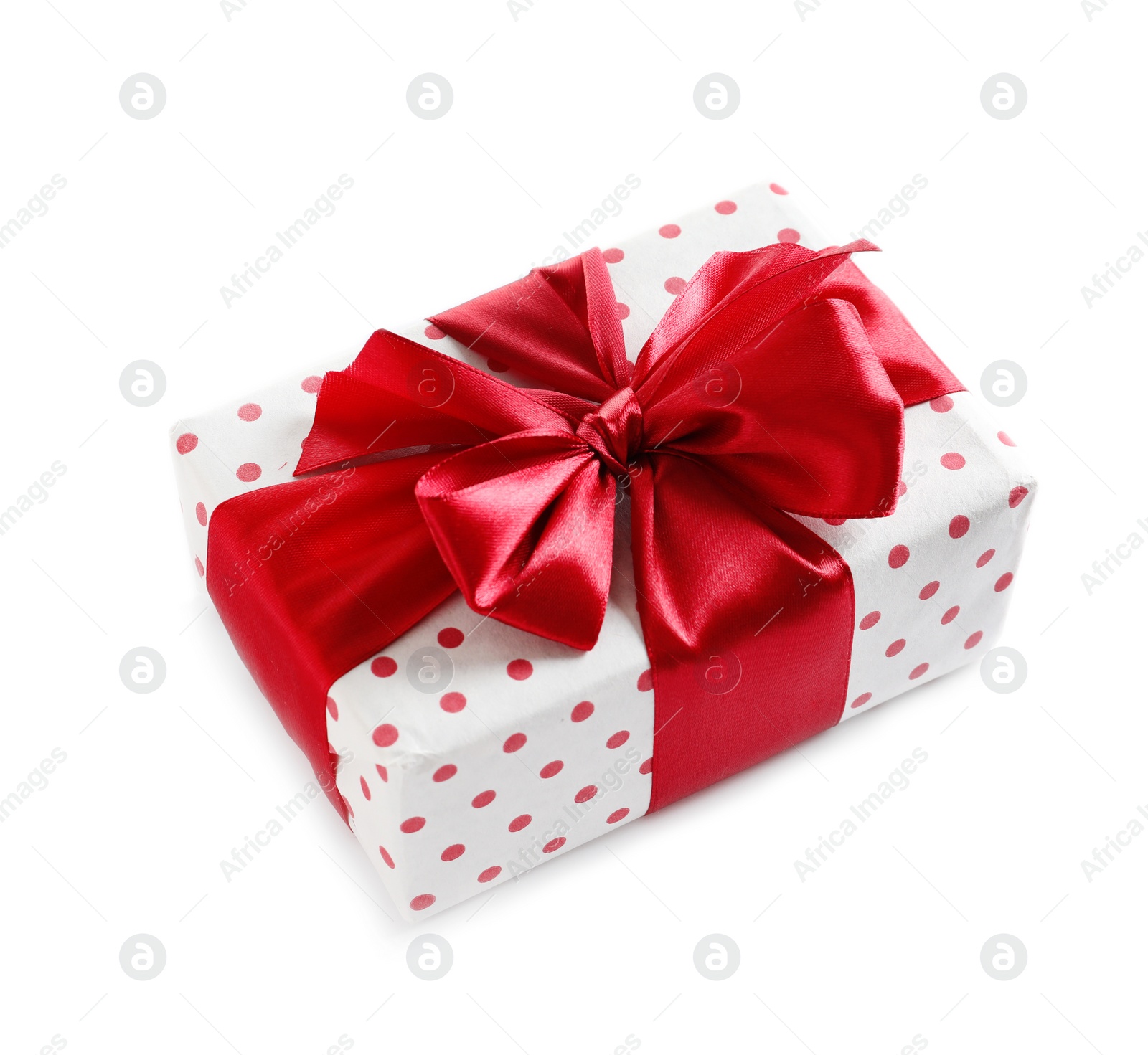 Photo of Beautifully wrapped gift box on white background