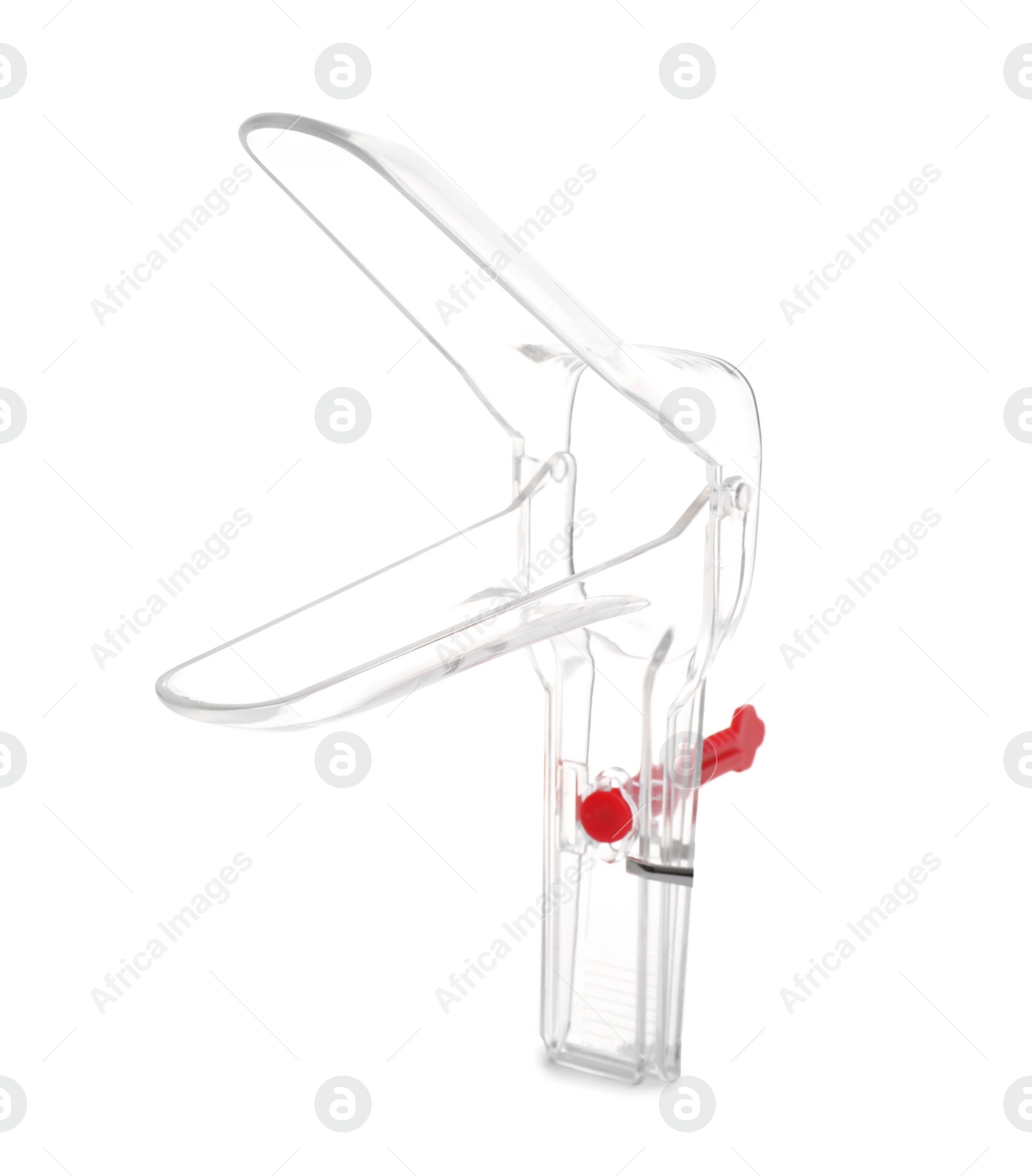 Photo of Disposable vaginal speculum isolated on white. Gynecological tool