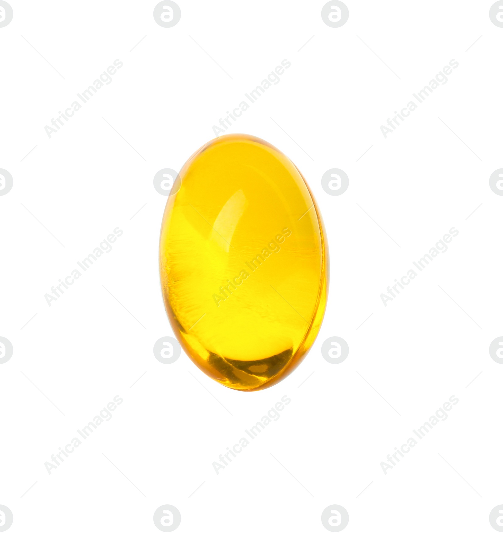 Photo of One vitamin capsule isolated on white. Health supplement