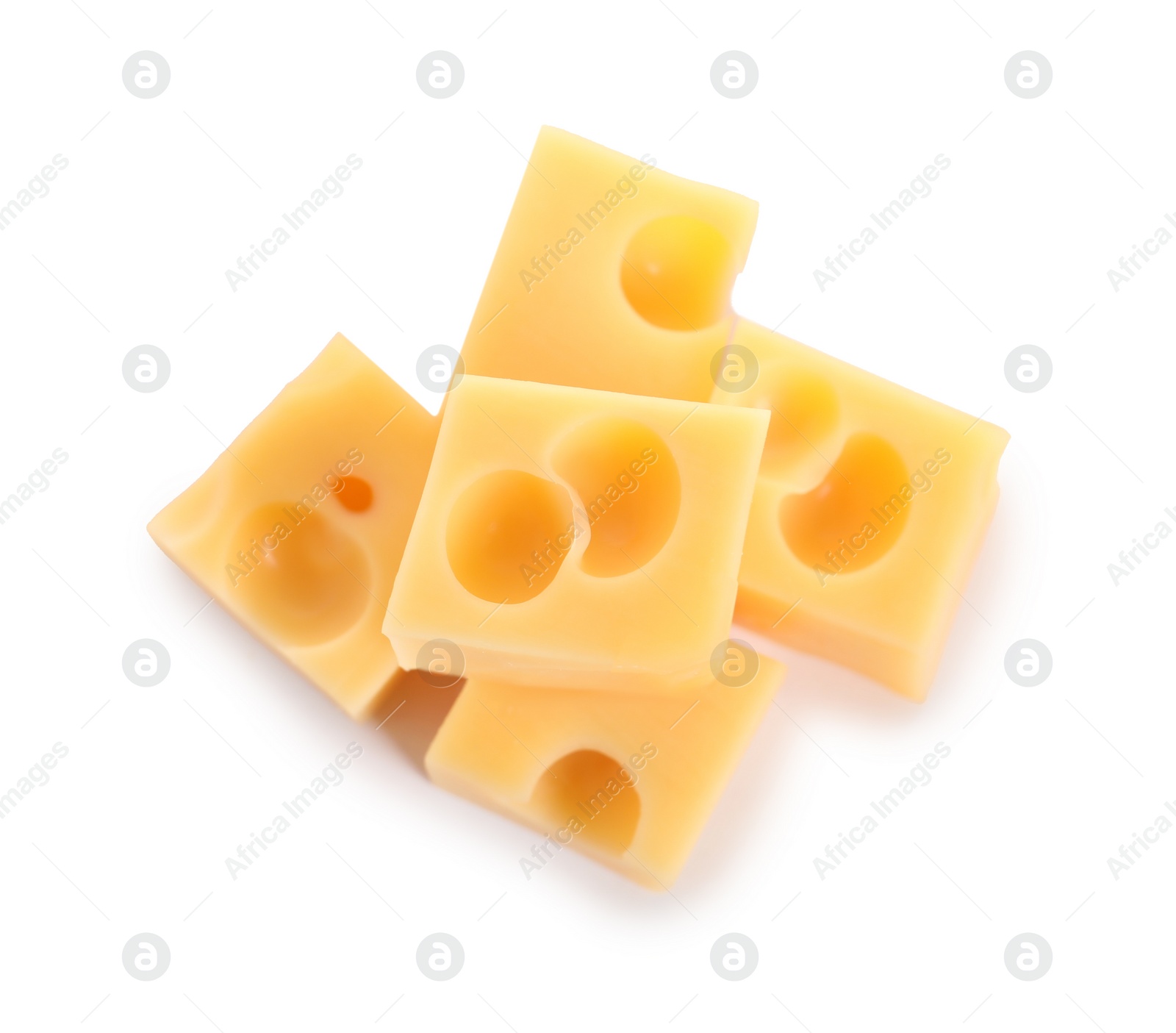 Photo of Cut fresh delicious cheese isolated on white