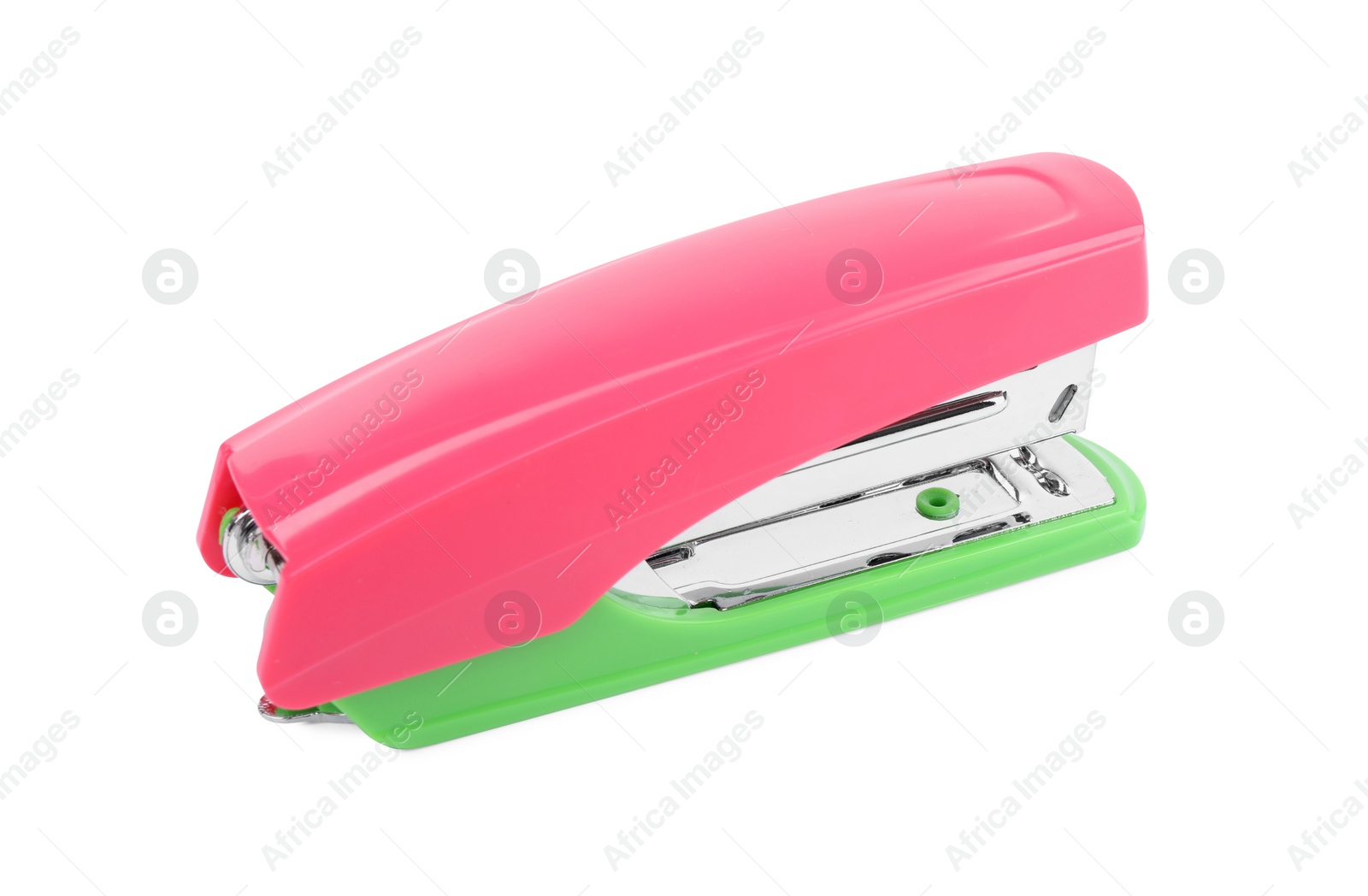 Photo of One new bright stapler isolated on white