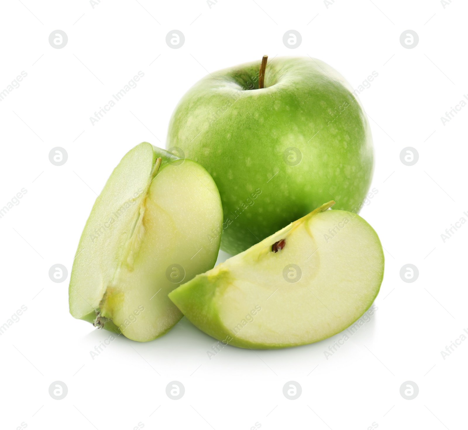 Photo of Fresh juicy green apples isolated on white