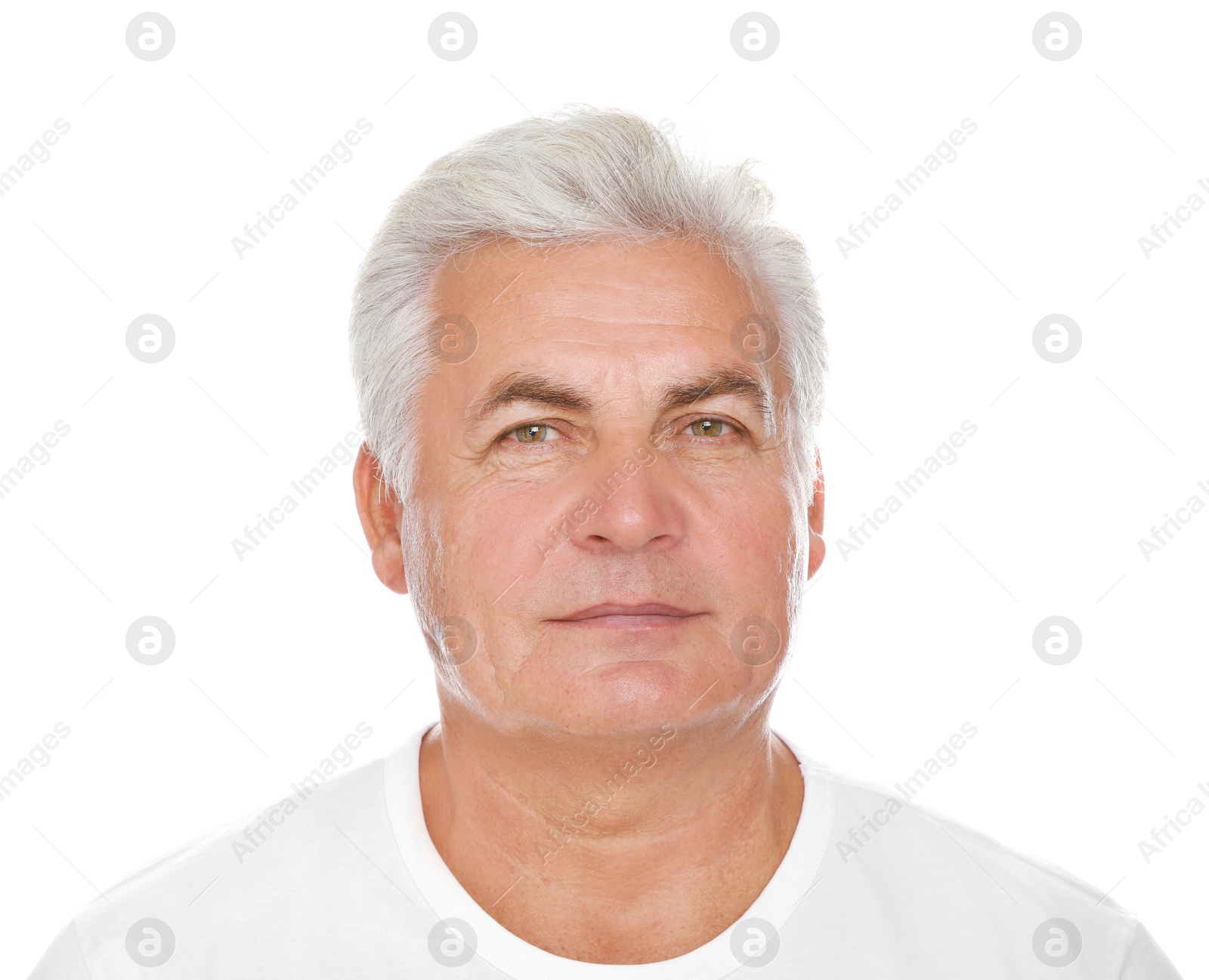 Photo of Portrait of senior man on white background