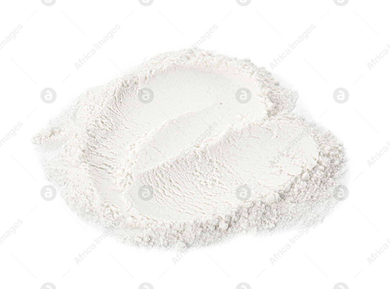 Photo of Baking powder isolated on white. Cooking ingredient