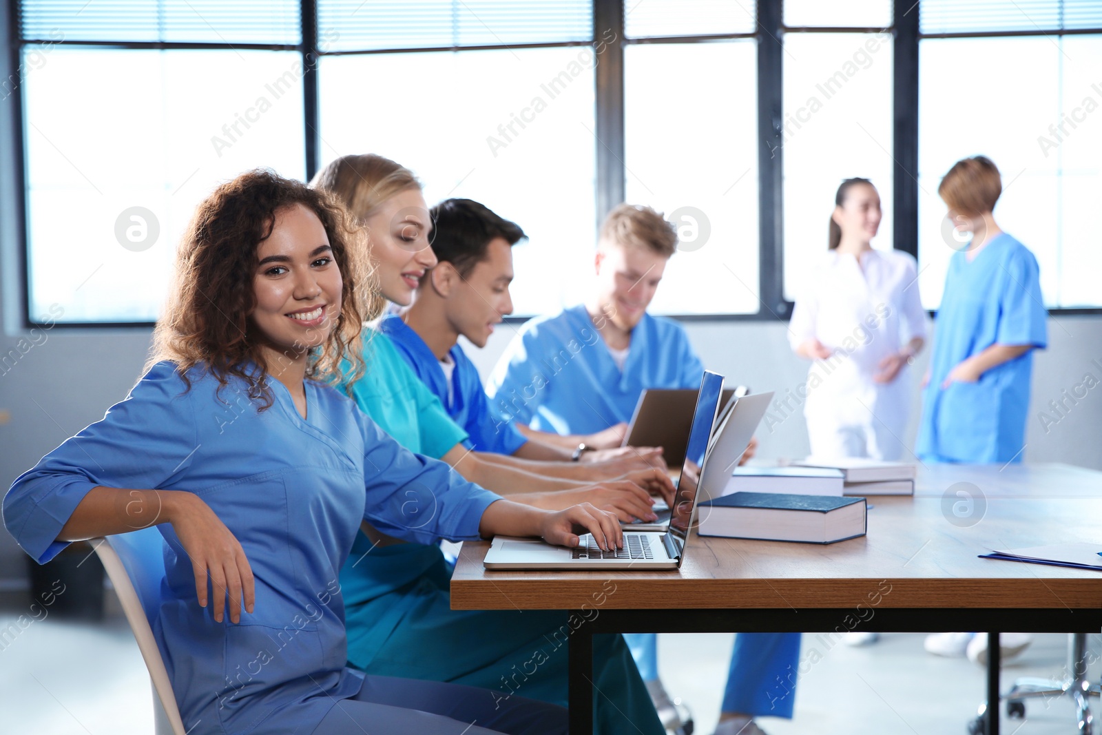 Photo of Medical student with her classmates in college