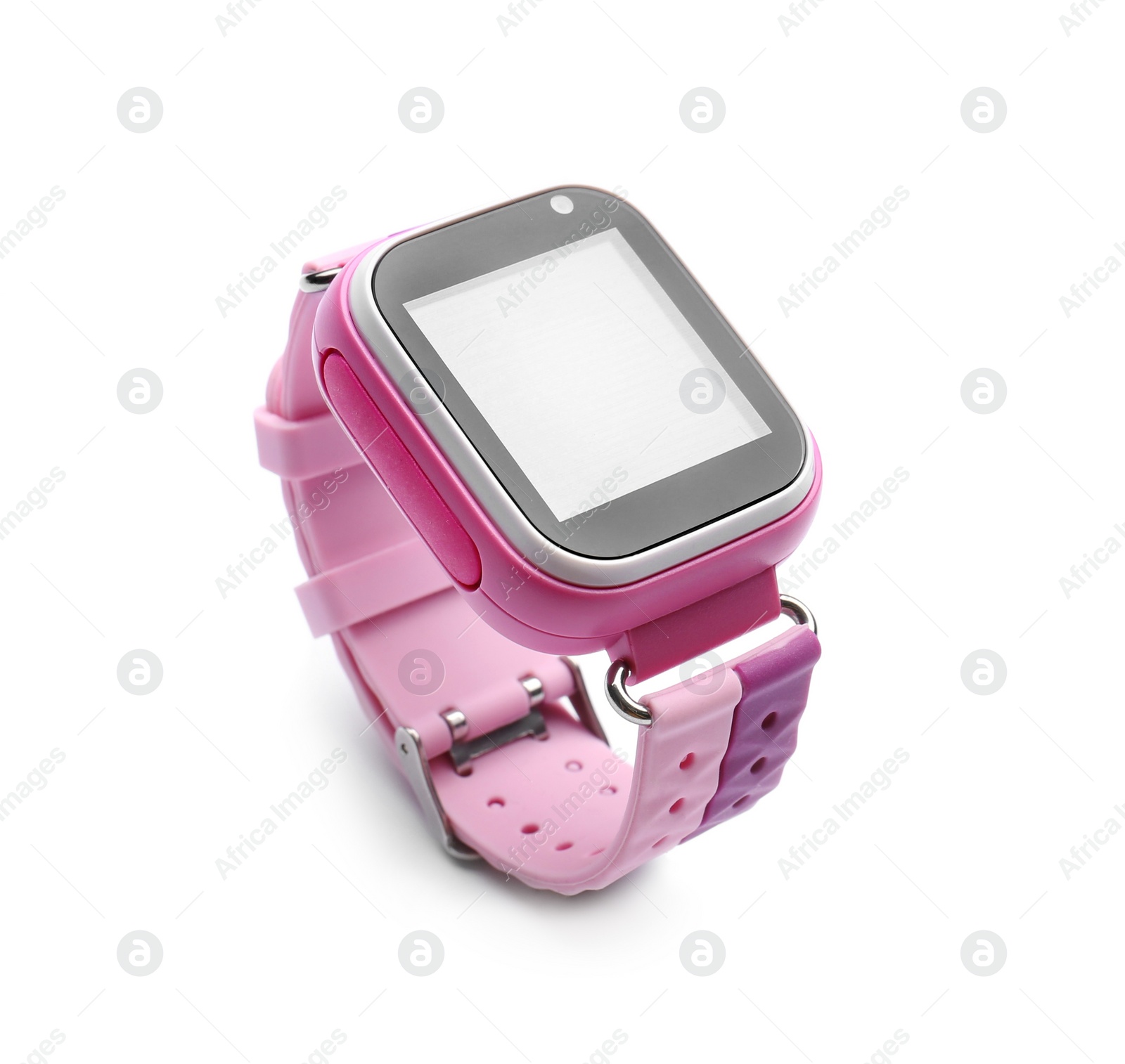 Photo of Modern stylish smart watch for kids isolated on white