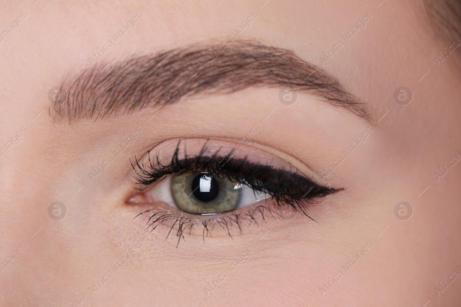Photo of Young woman before permanent makeup procedure, closeup