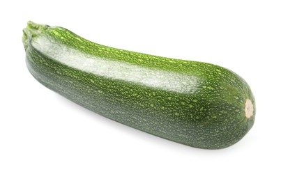 Photo of One raw ripe zucchini isolated on white