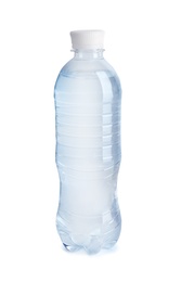 Plastic bottle with water on white background