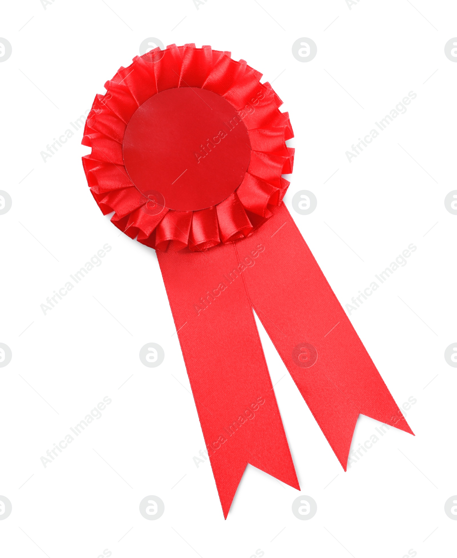 Photo of One red award ribbon isolated on white