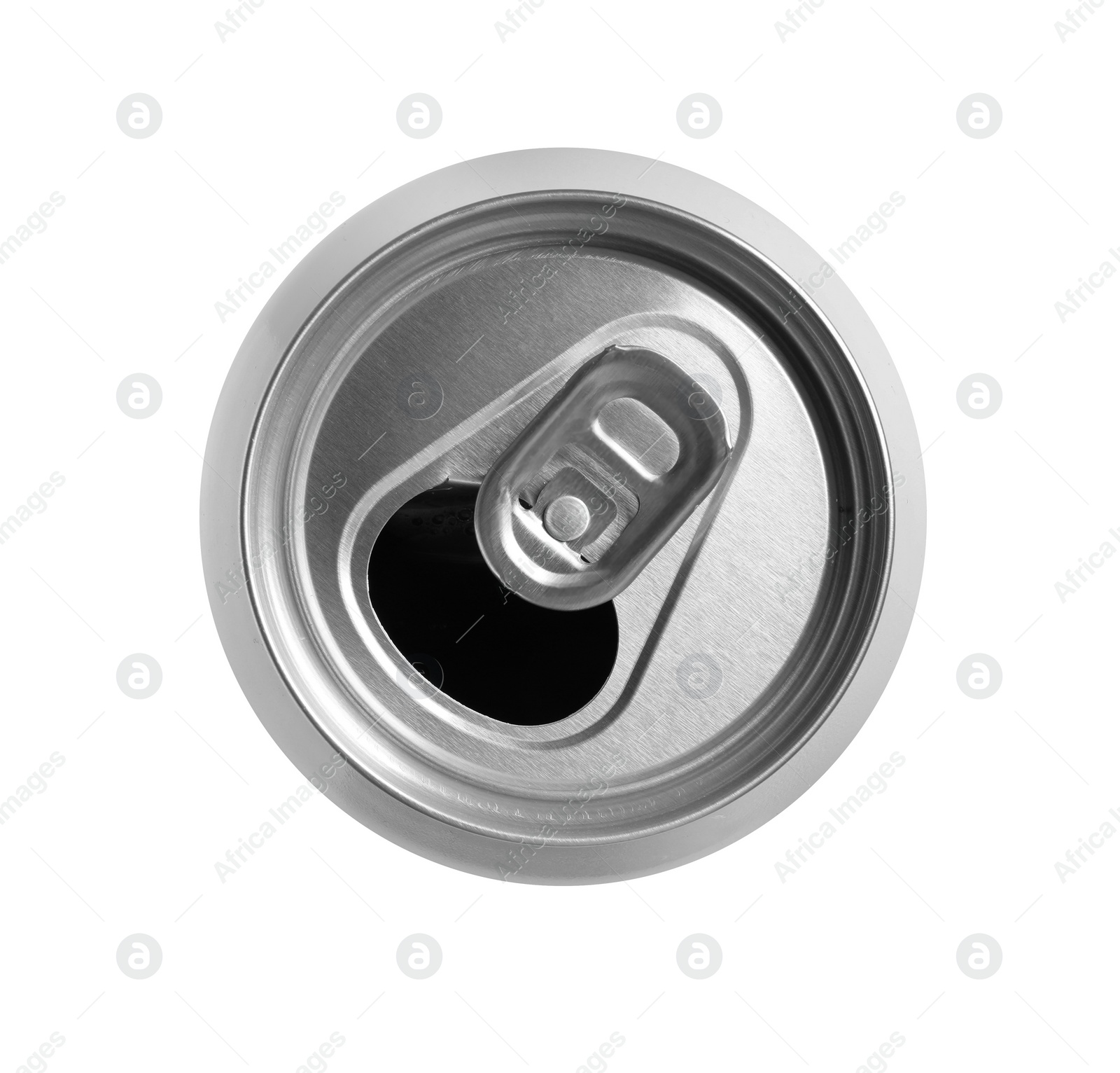 Photo of Aluminium can isolated on white, top view