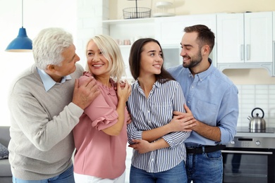 Happy family at home. Reunion of generations