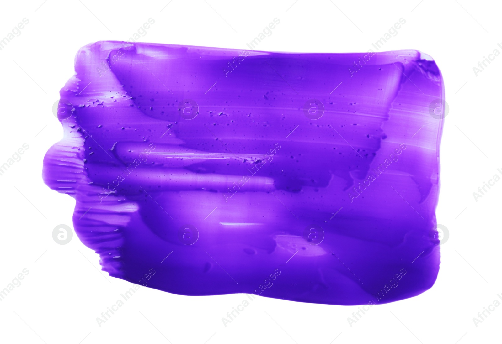Photo of Purple paint sample on white background, top view