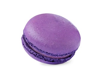 Photo of Purple macaron isolated on white. Delicious dessert