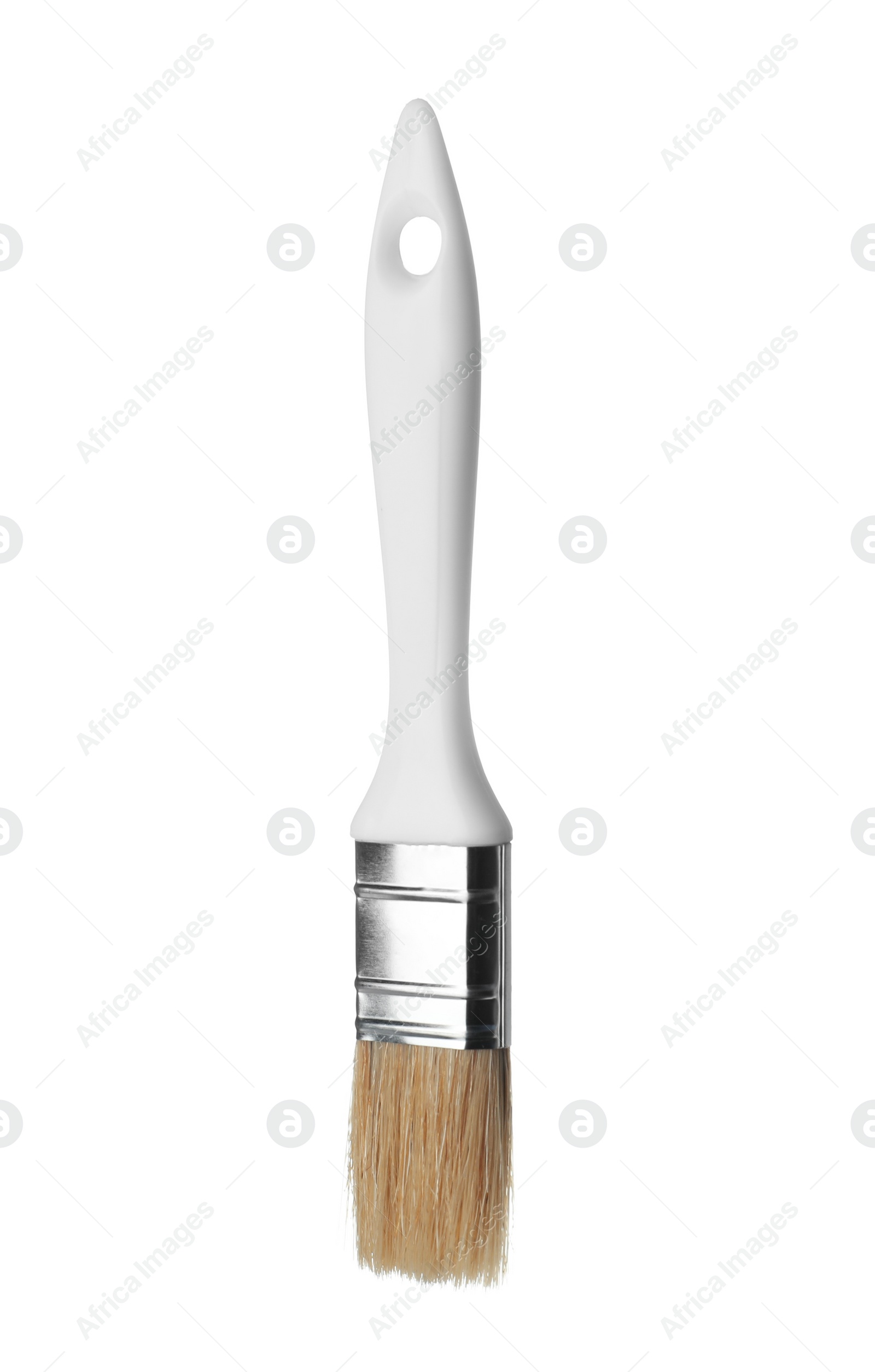 Photo of New paint brush on white background. Decorating tool